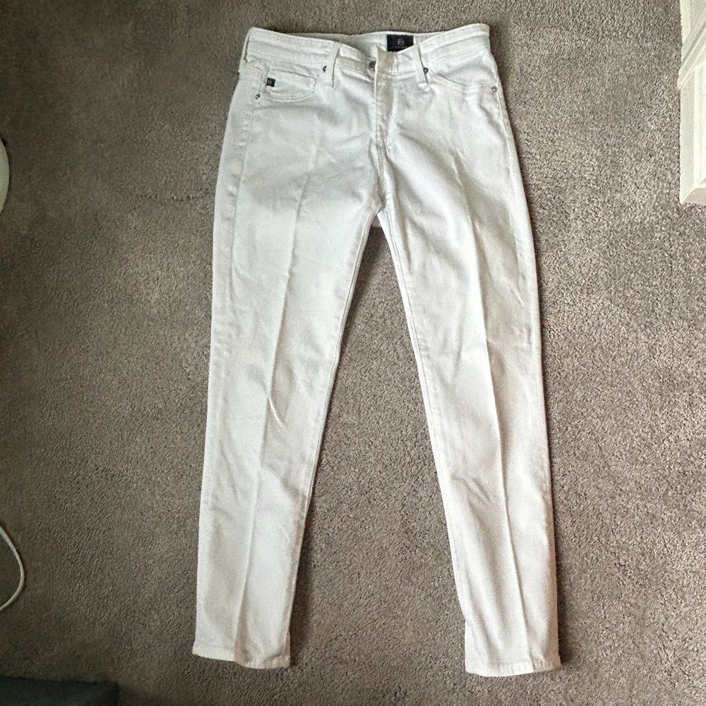AG Adriano Goldschmied White Prima Crop Cigarette Crop Jeans - Size 25